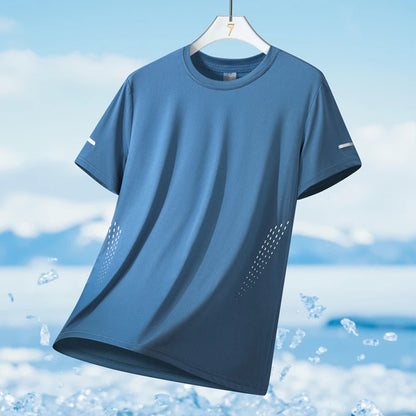 Men's Quick Dry Running T-Shirt – Lightweight Breathable Athletic Shirt with Reflective Print for Fitness & Sports