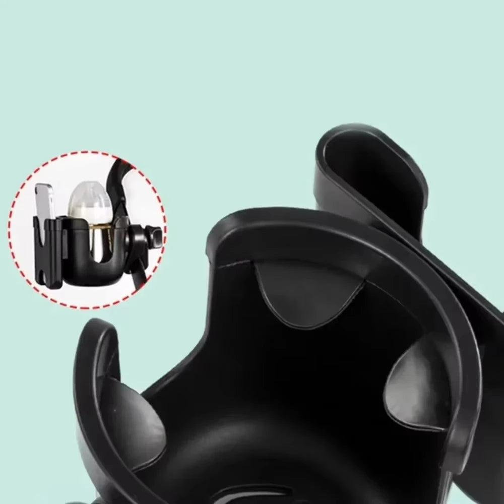 Universal Stroller Cup Holder – Anti-Slip Baby Pram Bottle Holder with Phone Holder for Parents