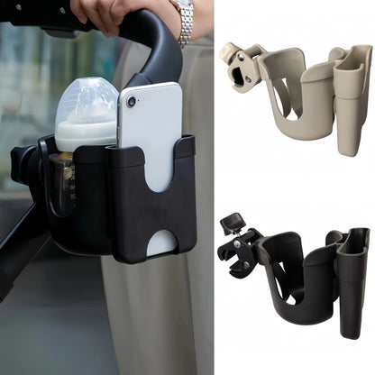 Universal Stroller Cup Holder – Anti-Slip Baby Pram Bottle Holder with Phone Holder for Parents