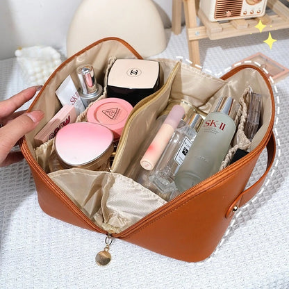 Luxury Women's Makeup Bag – Zippered Travel Cosmetic Organizer & Toiletry Pouch