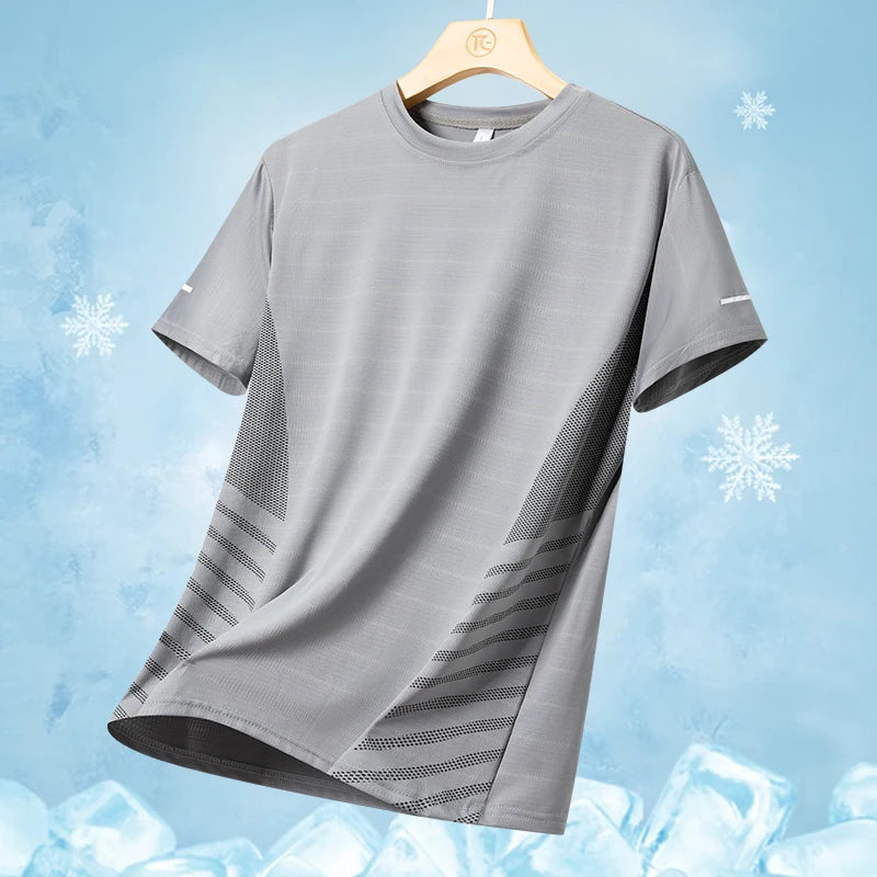 Men's Quick Dry Running T-Shirt – Lightweight Breathable Athletic Shirt with Reflective Print for Fitness & Sports