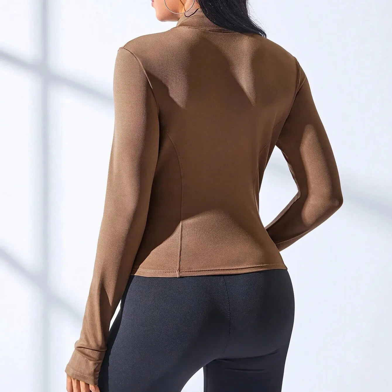 Women's Cropped Yoga Jacket – Zip-Up Fitness Coat for Body Sculpting & Training