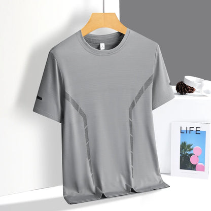 Men's Quick Dry Running T-Shirt – Lightweight Breathable Athletic Shirt with Reflective Print for Fitness & Sports