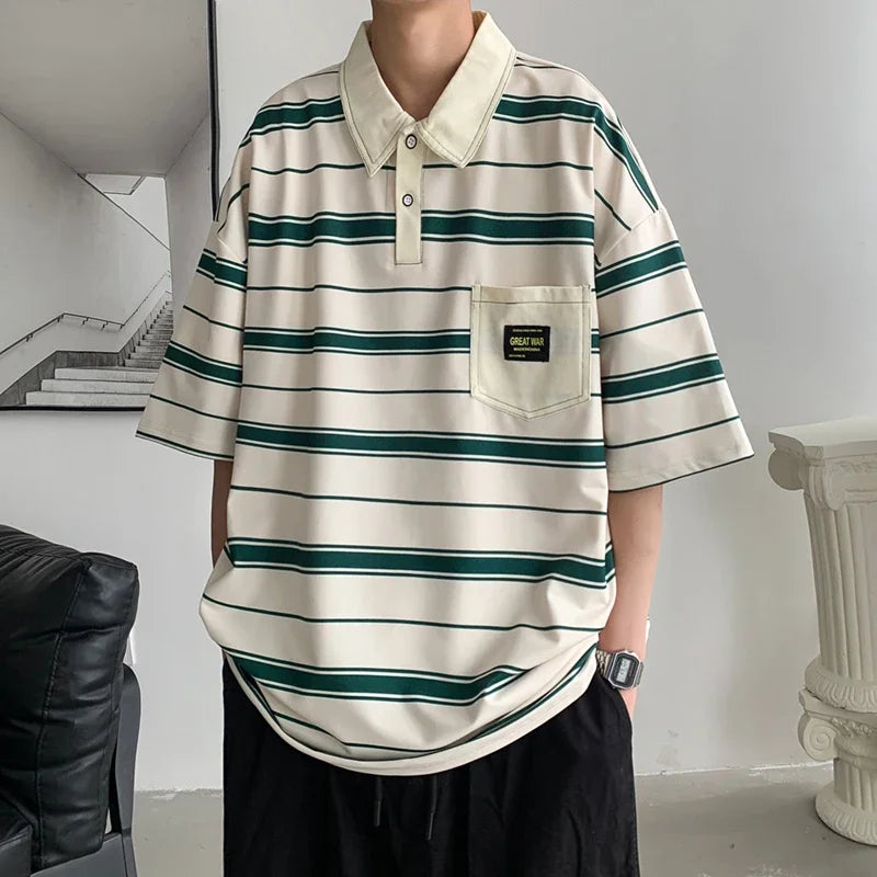 Men's Casual Oversized Short Sleeve Polo Shirt – Lightweight, Comfortable, Trendy Everyday Top