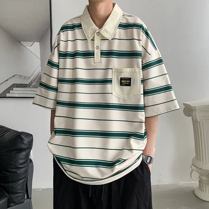 Men's Casual Oversized Short Sleeve Polo Shirt – Lightweight, Comfortable, Trendy Everyday Top